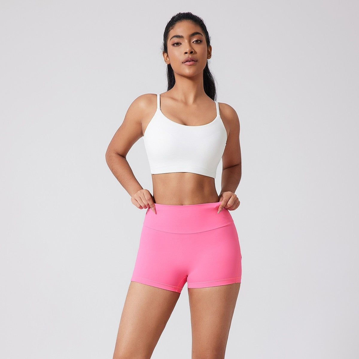 High Waist Shorts with Back Cargo Flap Pockets