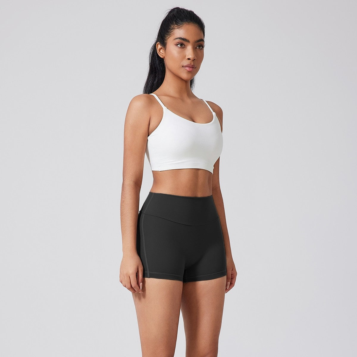 High Waist Shorts with Back Cargo Flap Pockets
