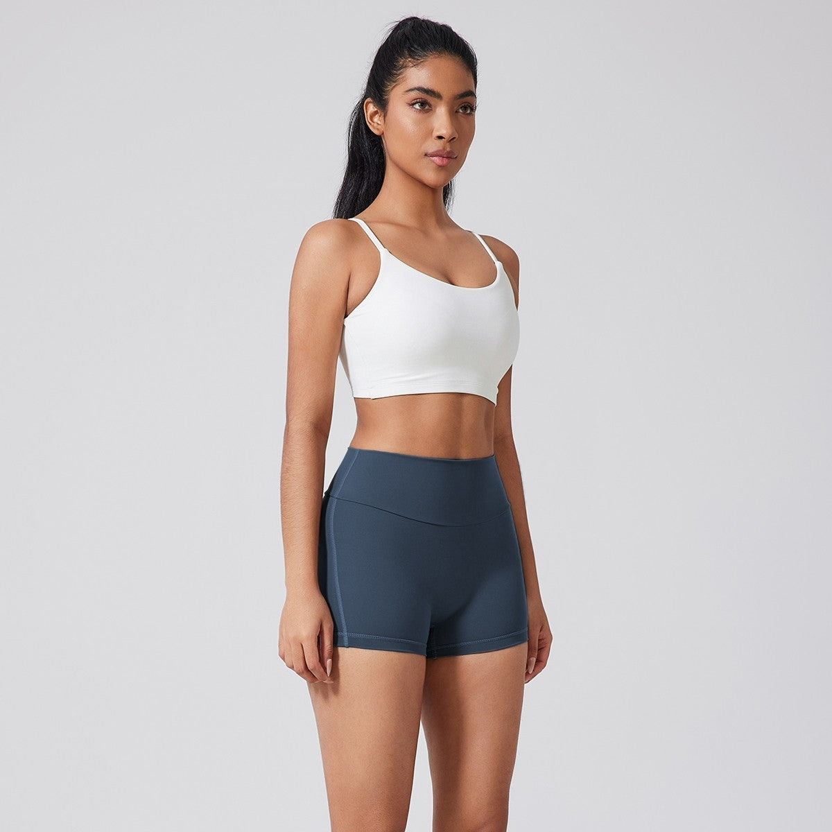 High Waist Shorts with Back Cargo Flap Pockets