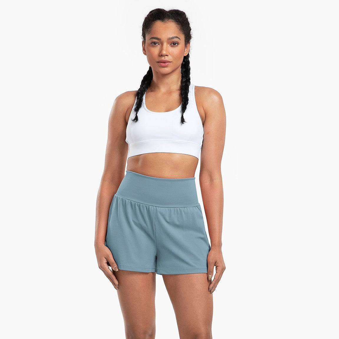 High Waist Gym Shorts with Inner Liner and Pockets