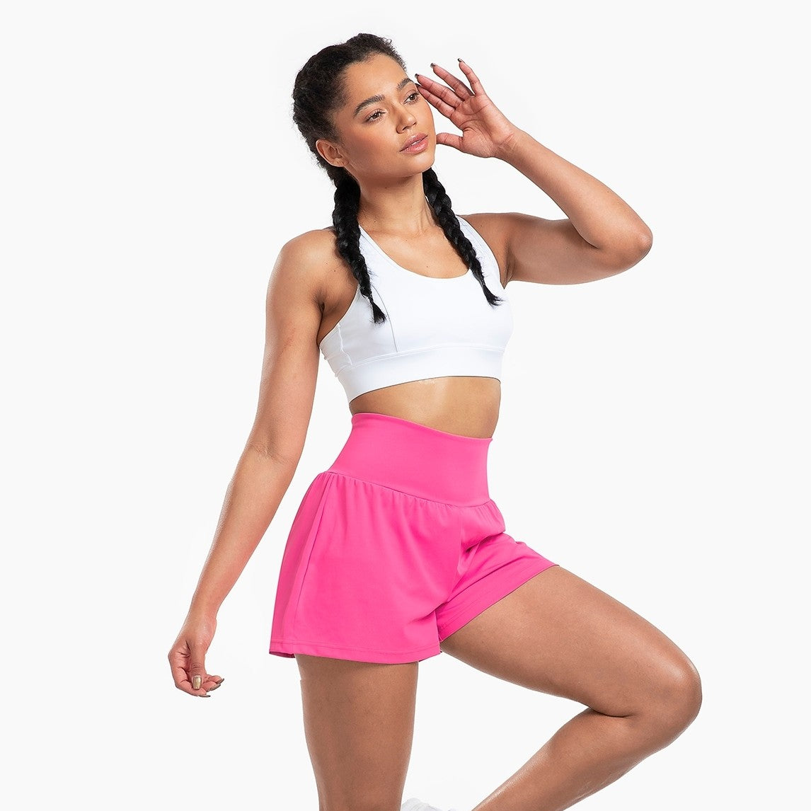 High Waist Gym Shorts with Inner Liner and Pockets