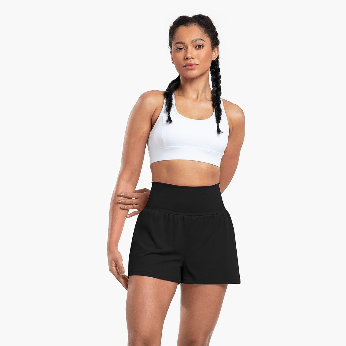 High Waist Gym Shorts with Inner Liner and Pockets