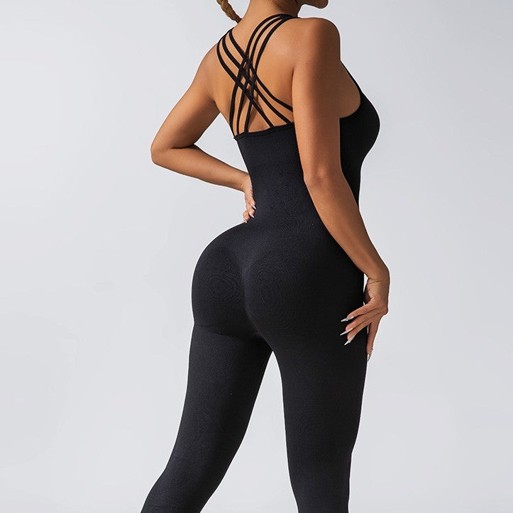 Seamless Cross Back Strap Jumpsuit