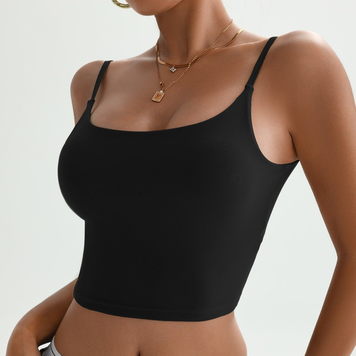 Twist Back Crop Tank Top Sports Bra w/ Pads