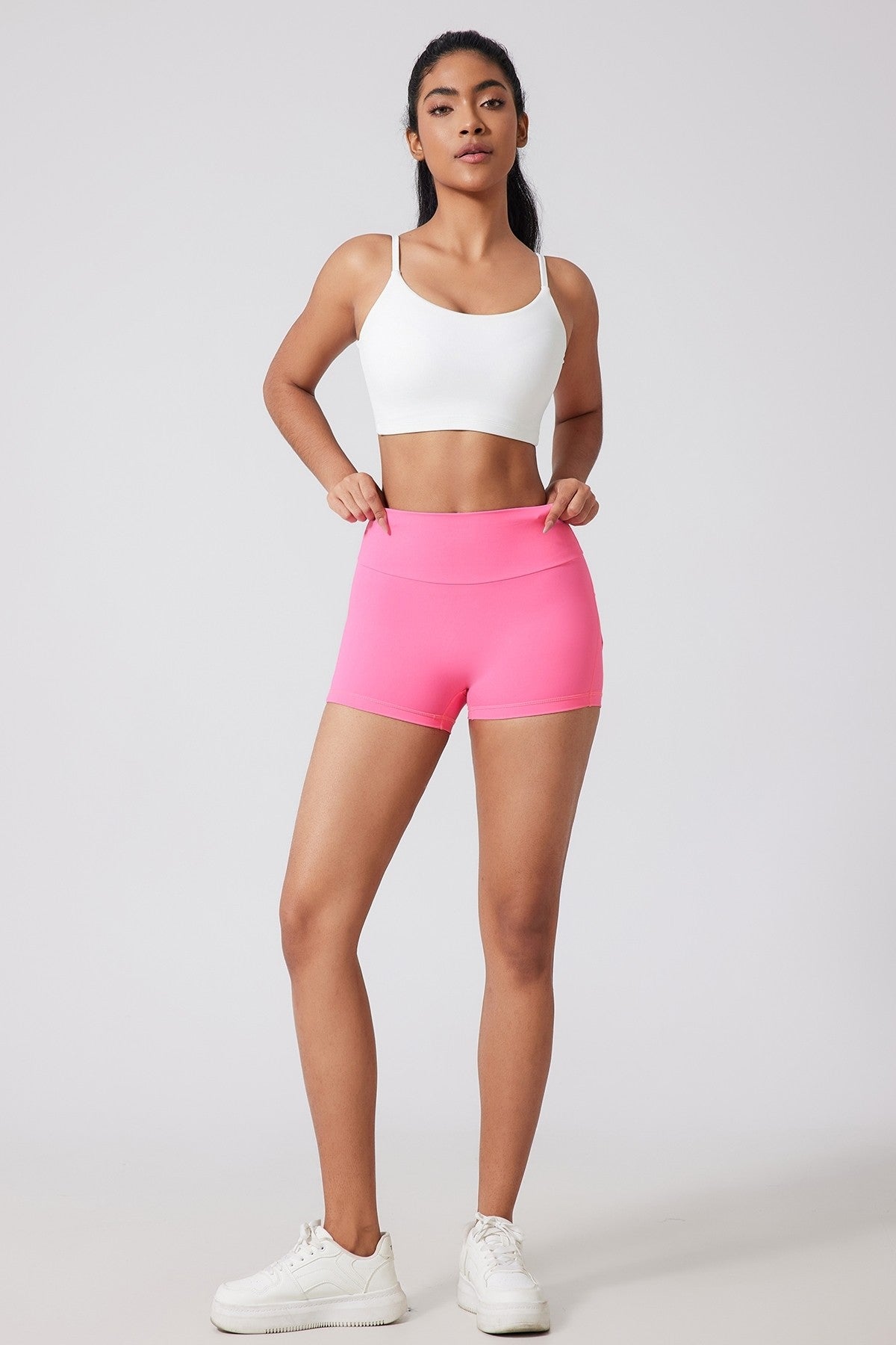 High Waist Shorts with Back Cargo Flap Pockets
