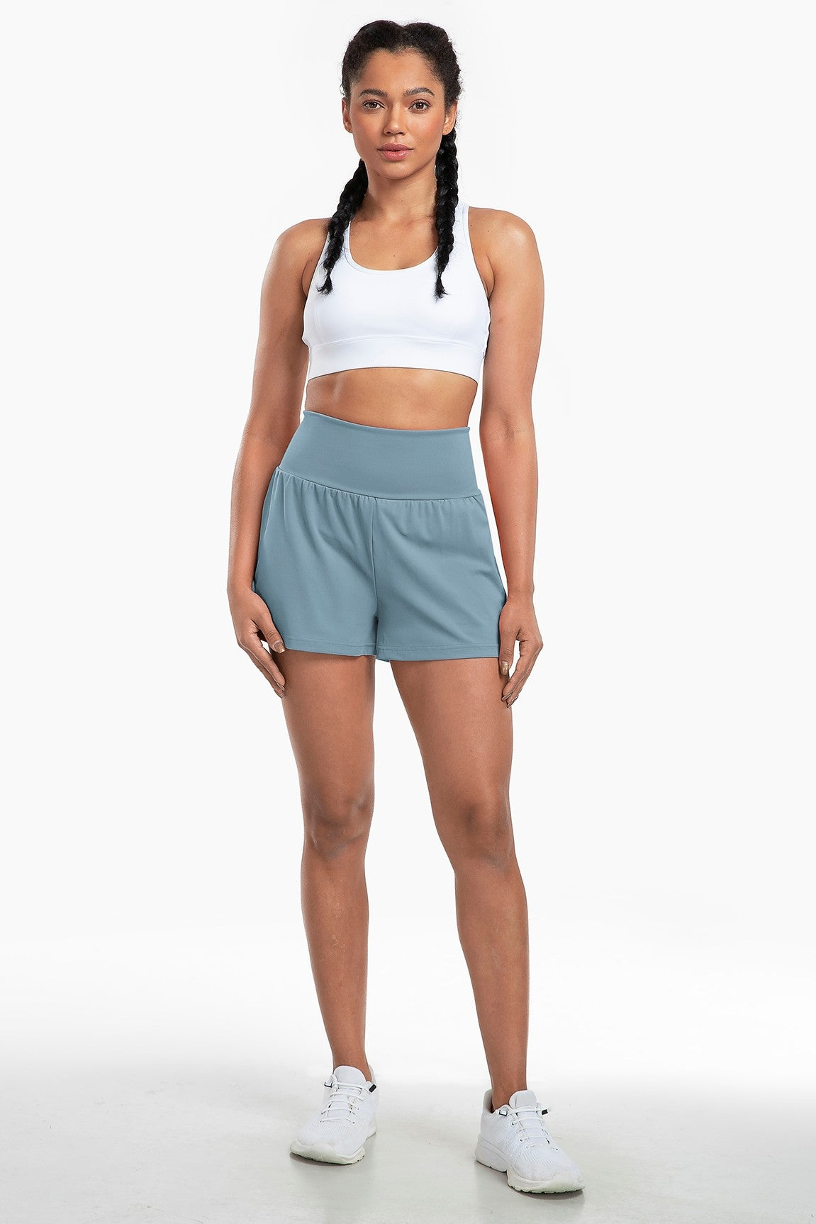 High Waist Gym Shorts with Inner Liner and Pockets