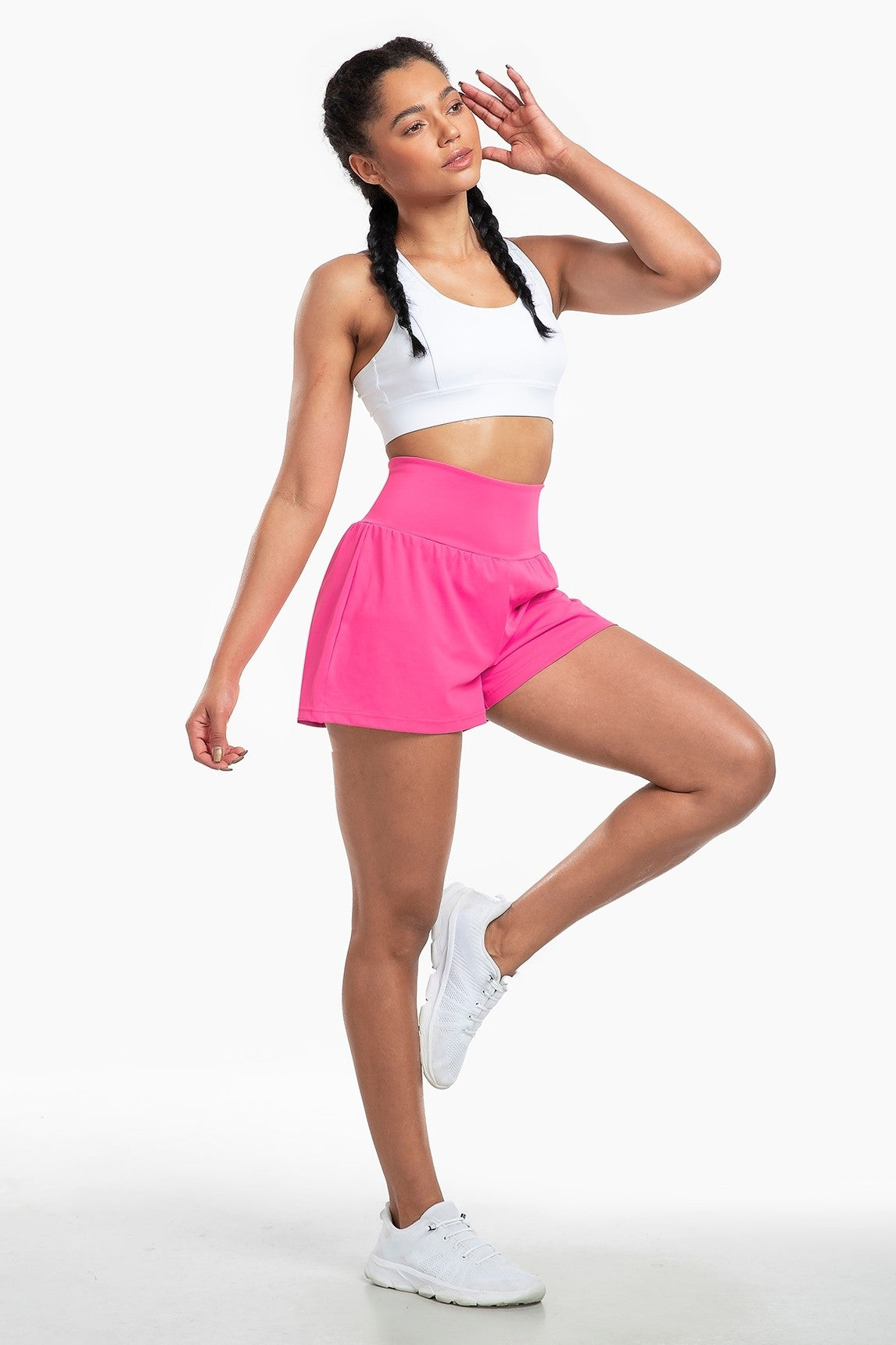 High Waist Gym Shorts with Inner Liner and Pockets