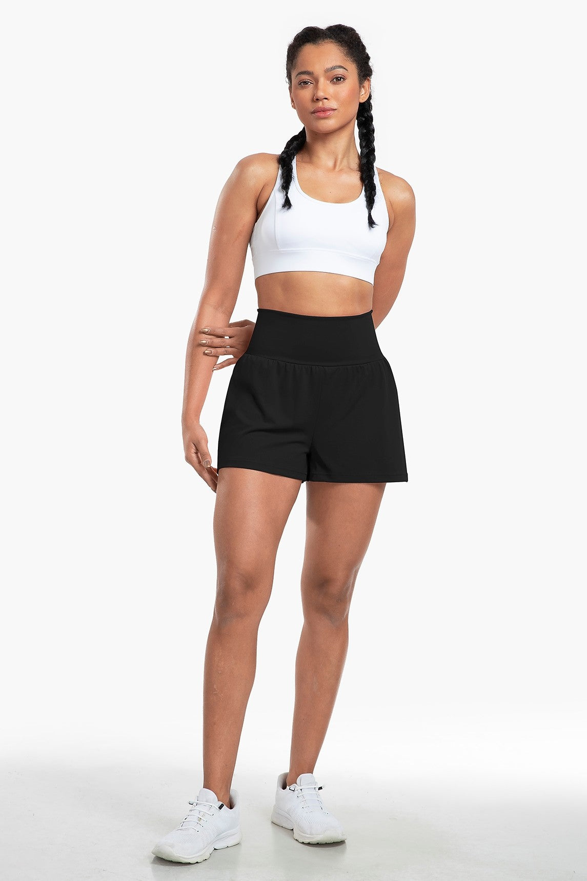 High Waist Gym Shorts with Inner Liner and Pockets